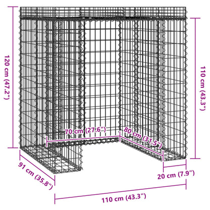 vidaXL Gabion Wall for Garbage Bin 110x91x120 cm Galvanised Iron