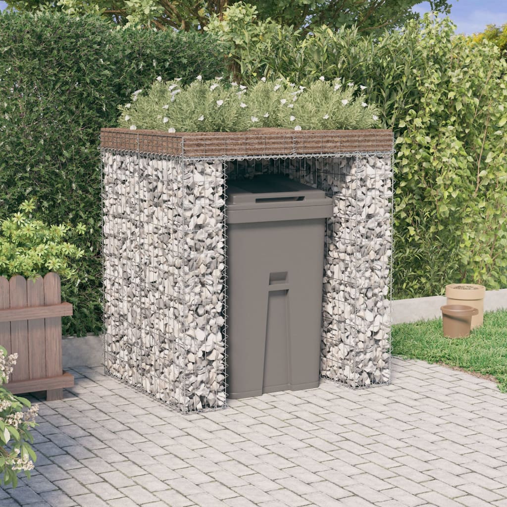 vidaXL Gabion Wall for Garbage Bin 110x91x120 cm Galvanised Iron