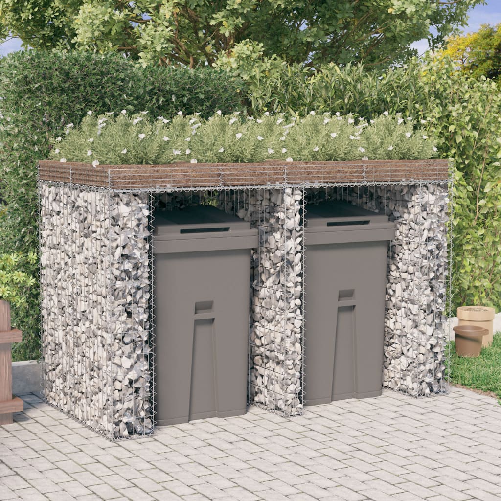 vidaXL Gabion Wall for Garbage Bin 192x91x120 cm Galvanised Iron