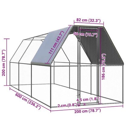 vidaXL Outdoor Chicken Cage 2x6x2 m Galvanised Steel