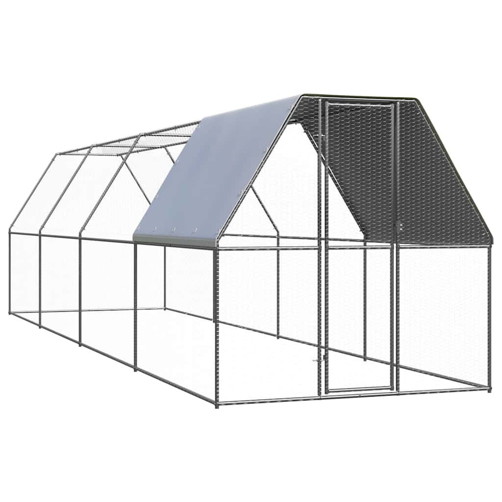 vidaXL Outdoor Chicken Cage 2x8x2 m Galvanised Steel