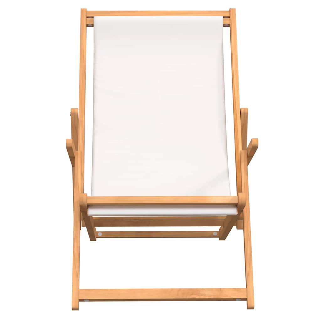 vidaXL Beach Chair | Cream | Solid teak wood, polyester fabric | Standard