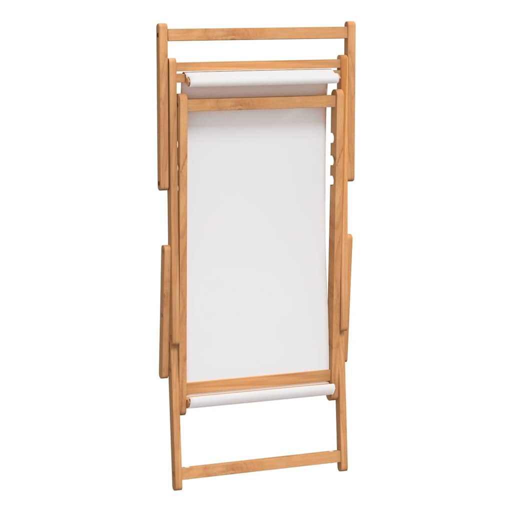 vidaXL Beach Chair | Cream | Solid teak wood, polyester fabric | Standard