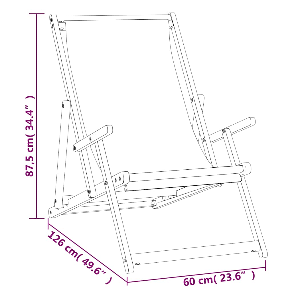 vidaXL Beach Chair | Cream | Solid teak wood, polyester fabric | Standard