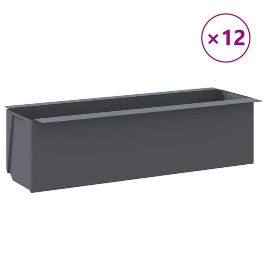 318302 vidaXL Flower Boxes for Euro Pallets 12 pcs Grey 36x13,5x9,5 cm PP