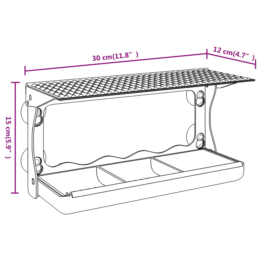 vidaXL Window Bird Feeders 2 pcs Acrylic 30x12x15 cm
