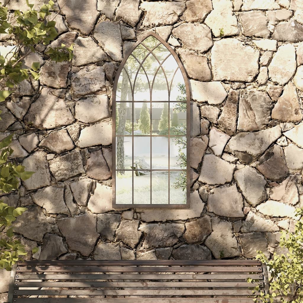 vidaXL Garden Mirror Sand 100x45 cm Iron for Outdoor Use
