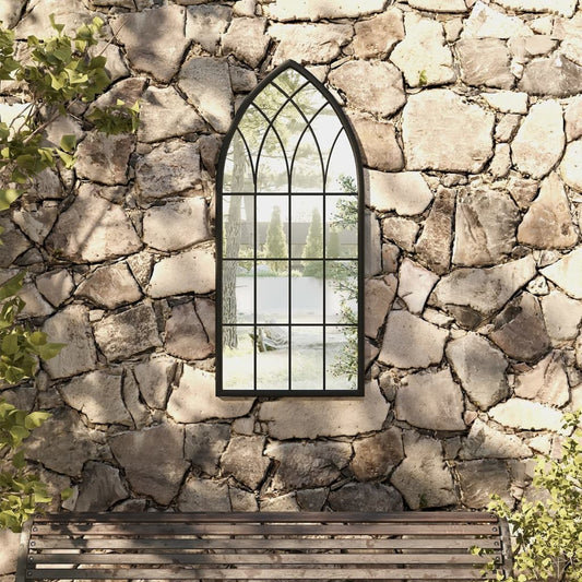 318342 vidaXL Garden Mirror Black 100x45 cm Iron for Outdoor Use