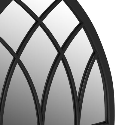 vidaXL Garden Mirror | Black | Iron, Glass | 70x30 cm | Decorative Inlays