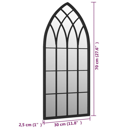 vidaXL Garden Mirror | Black | Iron, Glass | 70x30 cm | Decorative Inlays