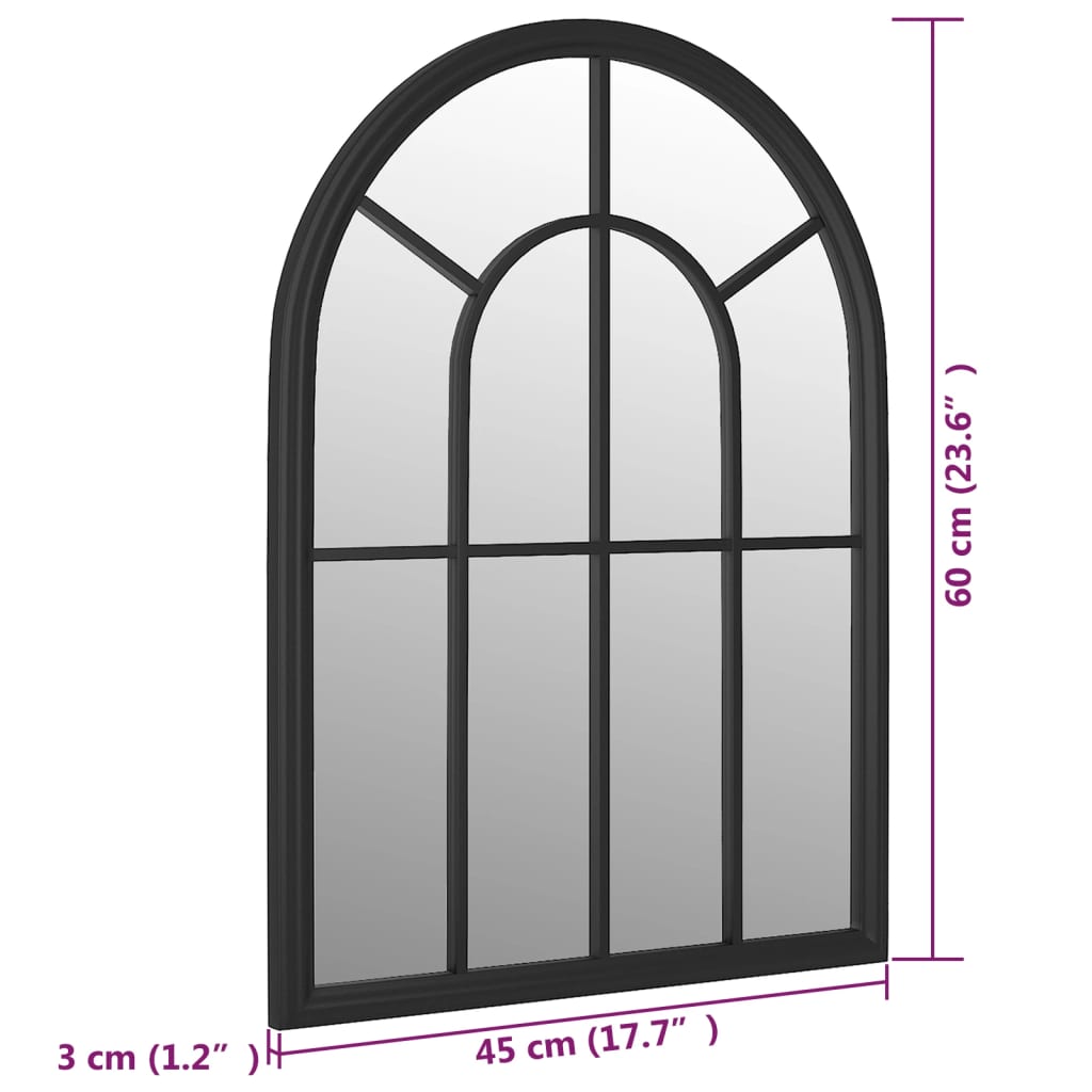 vidaXL Garden Mirror | Black | Iron, Glass | Medium | Decorative Inlays