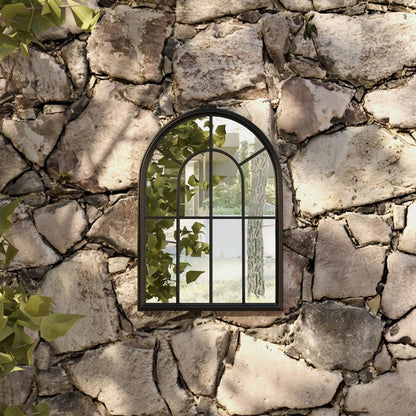vidaXL Garden Mirror | Black | Iron, Glass | Medium | Decorative Inlays