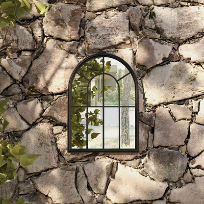 vidaXL Garden Mirror Black 60x45 cm Iron for Outdoor Use