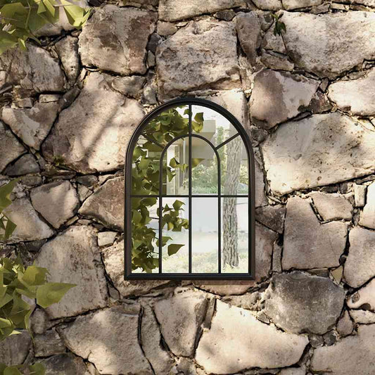 318346 vidaXL Garden Mirror Black 60x45 cm Iron for Outdoor Use
