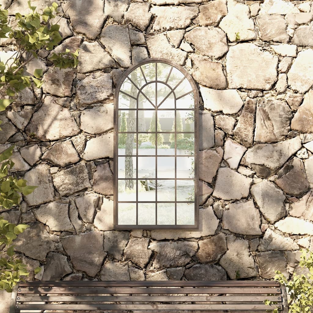 vidaXL Garden Mirror Sand 90x45 cm Iron for Outdoor Use