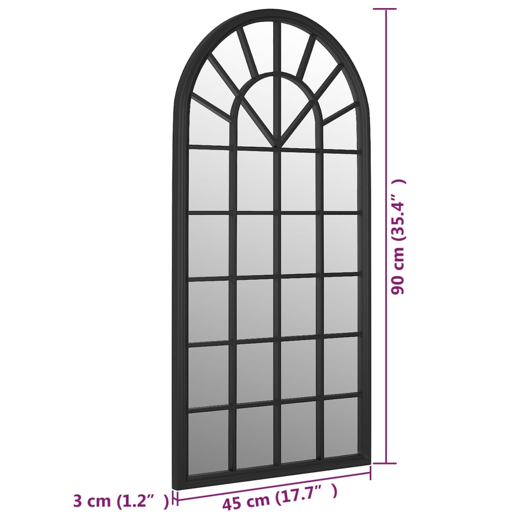 vidaXL Garden Mirror Black 90x45 cm Iron for Outdoor Use