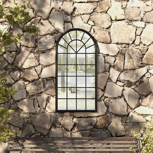 318348 vidaXL Garden Mirror Black 90x45 cm Iron for Outdoor Use