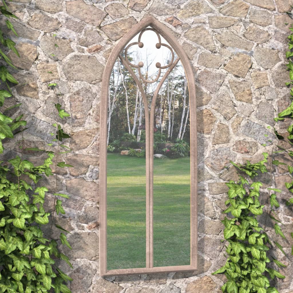 vidaXL Garden Mirror Sand 100x45 cm Iron for Outdoor Use