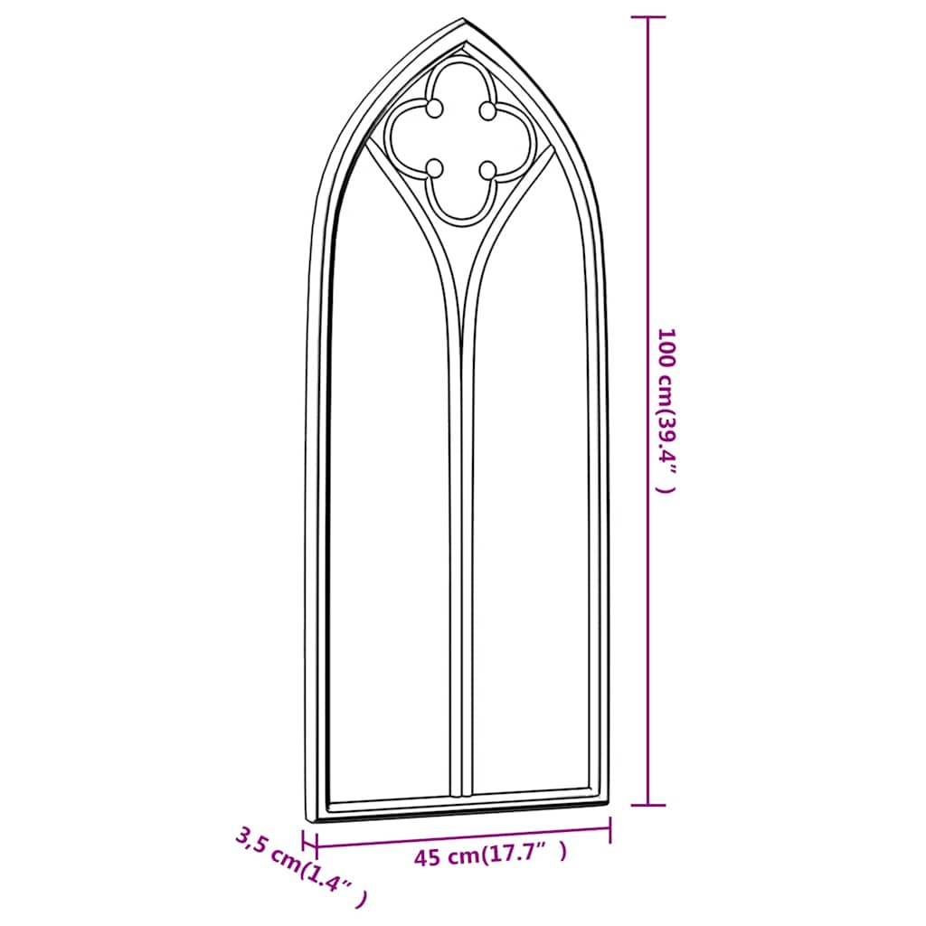 vidaXL Garden Mirror Black 100x45 cm Iron for Outdoor Use