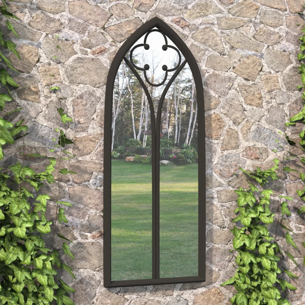 vidaXL Garden Mirror | Black | Iron, glass | Medium |  Decorative Inlays