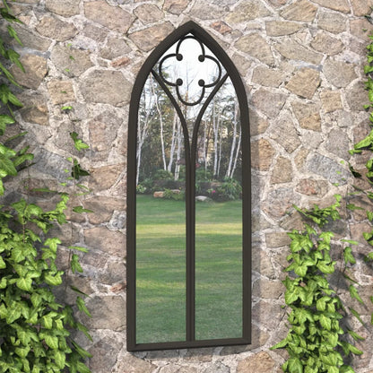vidaXL Garden Mirror | Black | Iron, glass | Medium |  Decorative Inlays