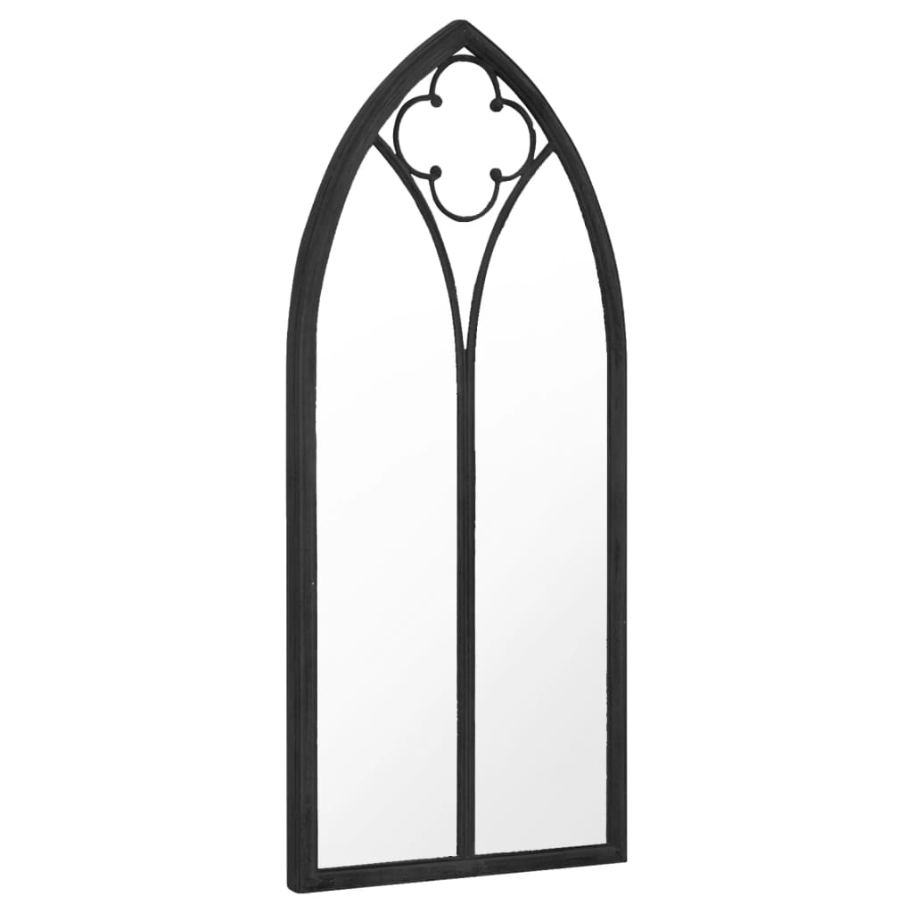 vidaXL Garden Mirror | Black | Iron, Glass | 70x30 cm | Decorative inlays