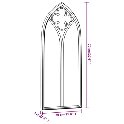 vidaXL Garden Mirror | Black | Iron, Glass | 70x30 cm | Decorative inlays
