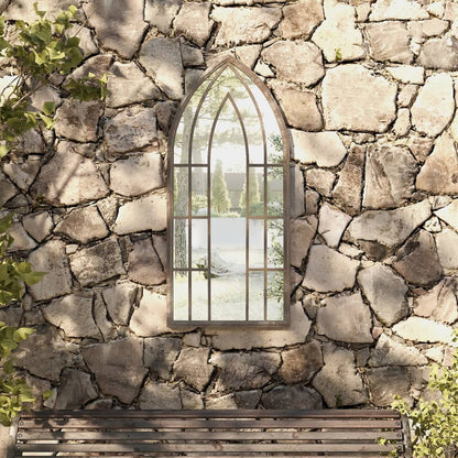 vidaXL Garden Mirror Sand 100x45 cm Iron for Outdoor Use