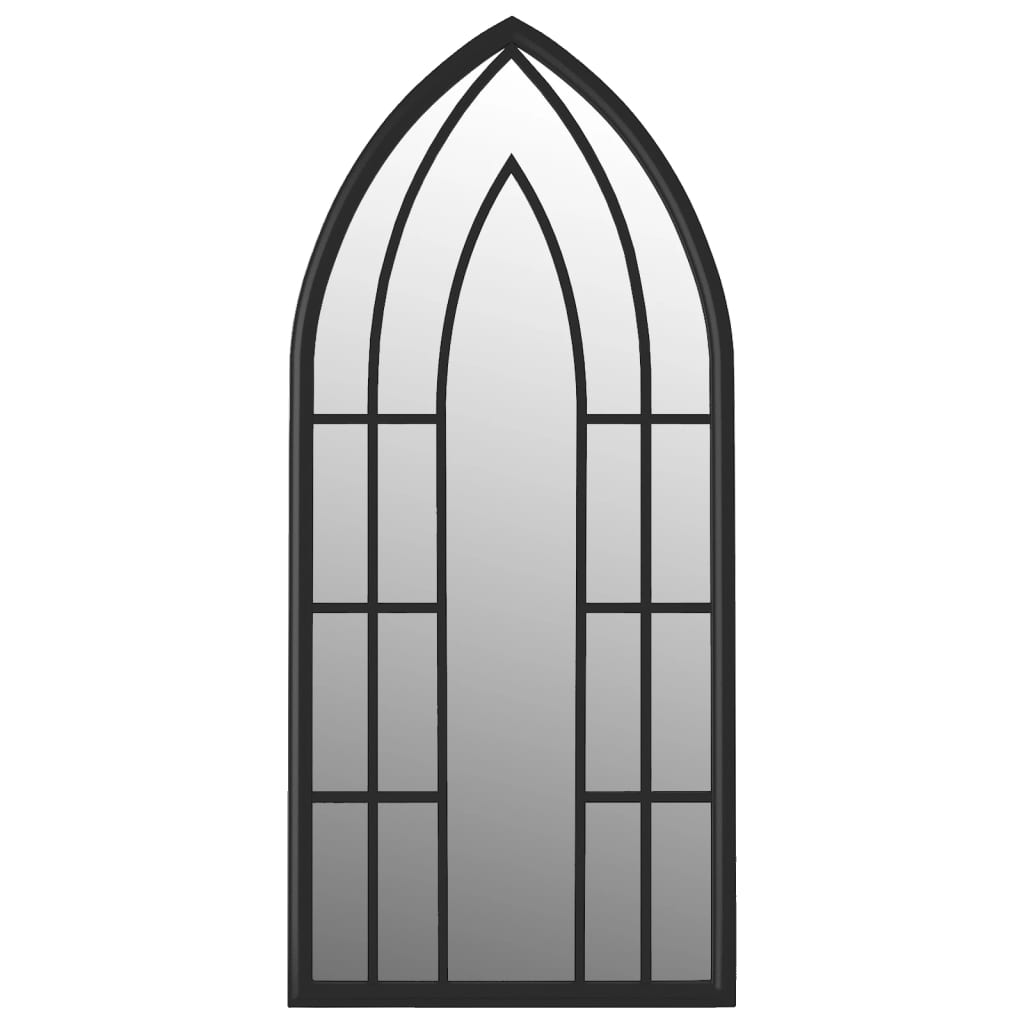 vidaXL Garden Mirror | Black | Iron, Glass | Decorative Inlays | Garden Mirror