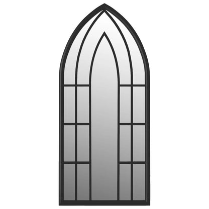 vidaXL Garden Mirror | Black | Iron, Glass | Decorative Inlays | Garden Mirror