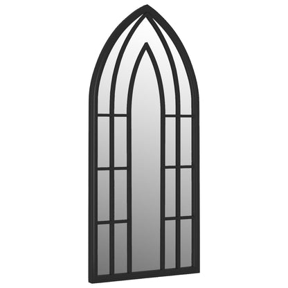 vidaXL Garden Mirror | Black | Iron, Glass | Decorative Inlays | Garden Mirror