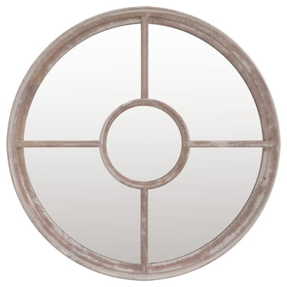 vidaXL Garden Mirror Sand 60x4 cm Iron Round for Outdoor Use