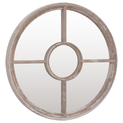 vidaXL Garden Mirror Sand 60x4 cm Iron Round for Outdoor Use