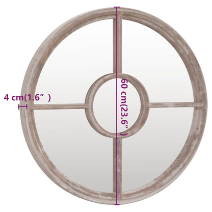 vidaXL Garden Mirror Sand 60x4 cm Iron Round for Outdoor Use
