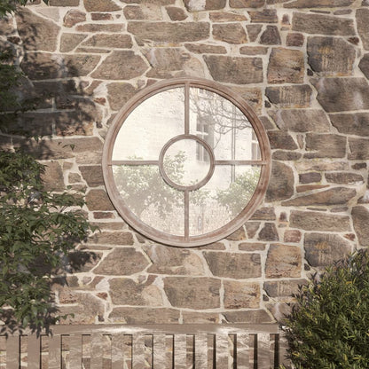 vidaXL Garden Mirror Sand 60x4 cm Iron Round for Outdoor Use