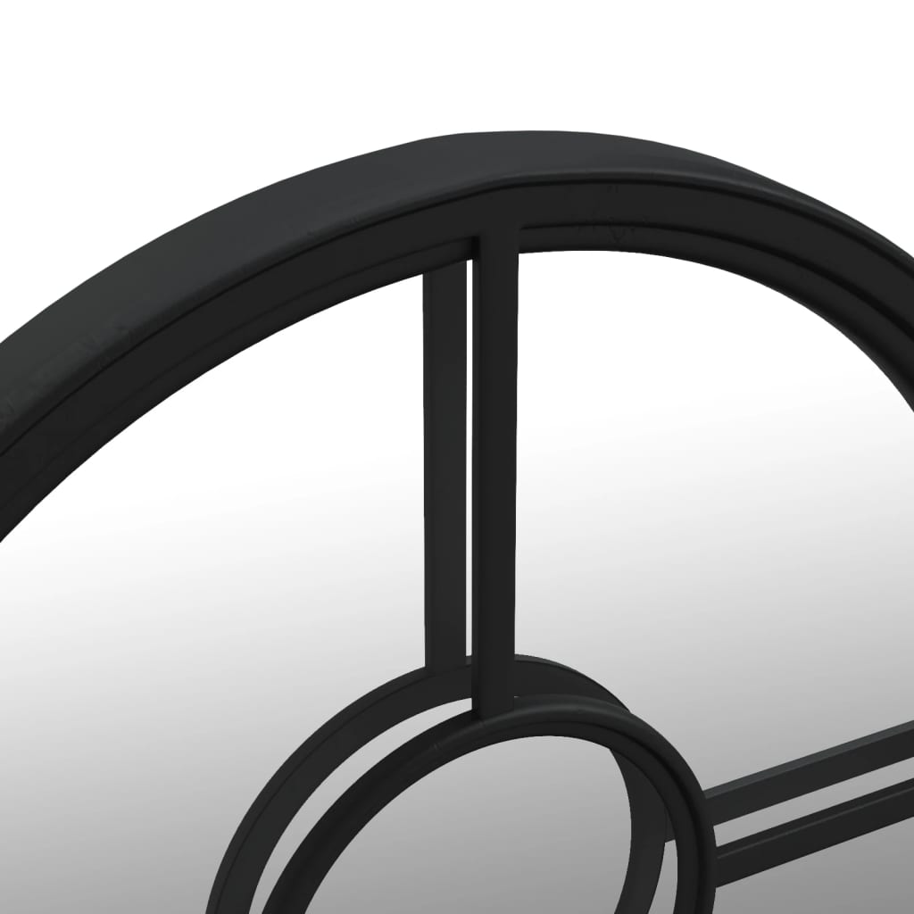 vidaXL Round Garden Mirror | Black | Iron | 60 cm diameter | Decorative Inlays