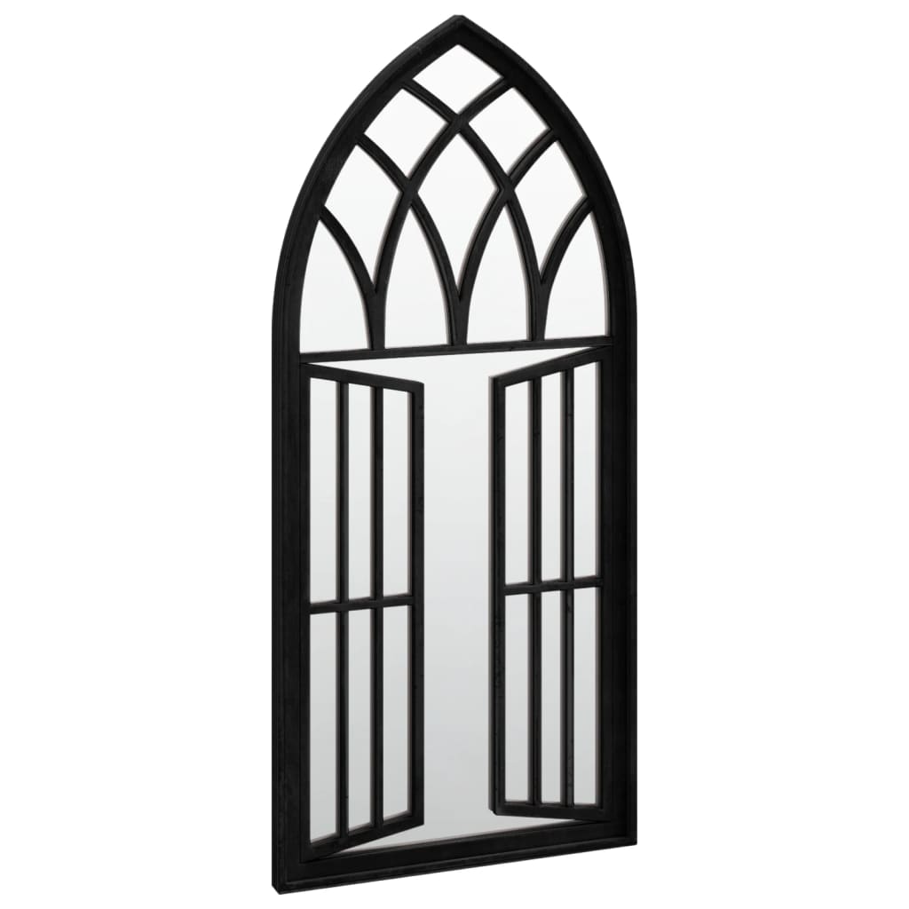 vidaXL Garden Mirror | Black | Iron, Glass | 100x45 cm | Decorative Inlays