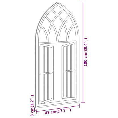 vidaXL Garden Mirror | Black | Iron, Glass | 100x45 cm | Decorative Inlays