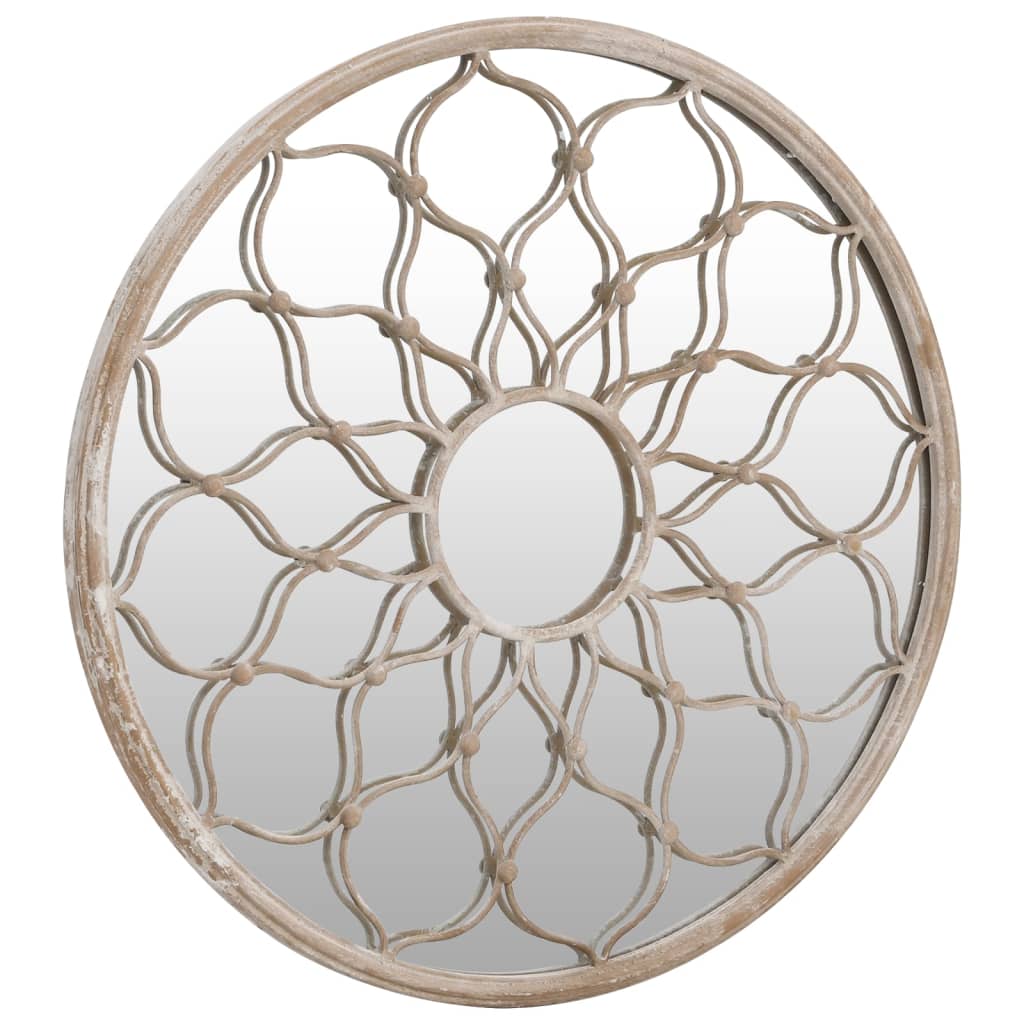 vidaXL Garden Mirror Sand 40x3 cm Iron Round for Outdoor Use