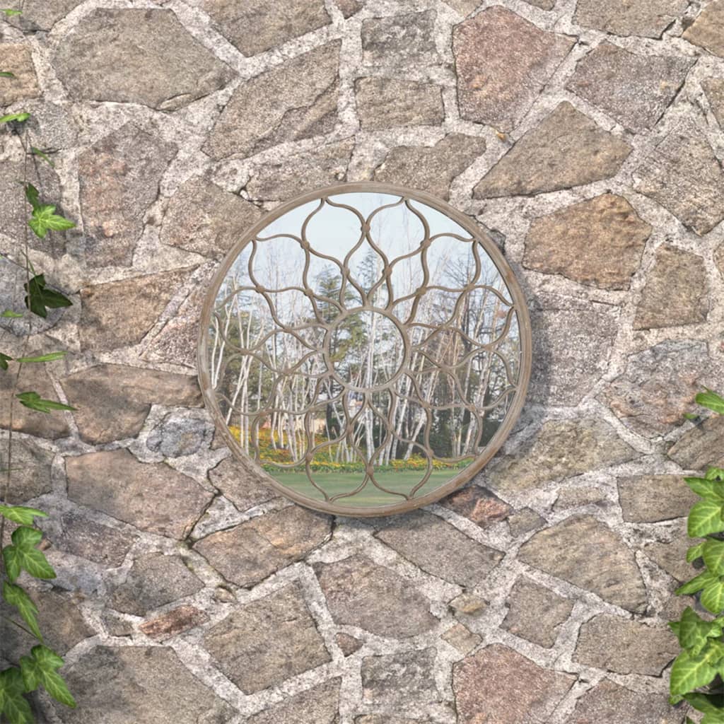 vidaXL Garden Mirror Sand 40x3 cm Iron Round for Outdoor Use