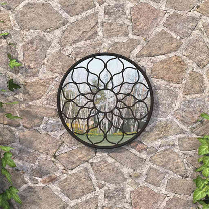 318366 vidaXL Garden Mirror Black 40x3 cm Iron Round for Outdoor Use