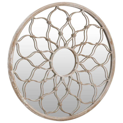 318367 vidaXL Garden Mirror Sand 60x3 cm Iron Round for Outdoor Use