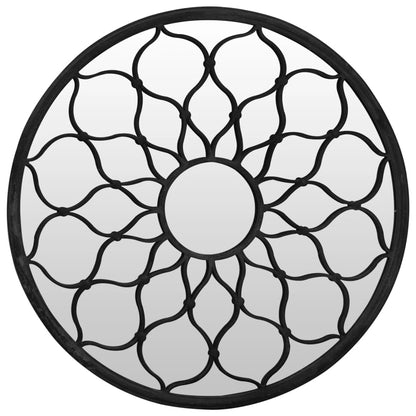 vidaXL Garden Mirror Black 60x3 cm Iron Round for Outdoor Use