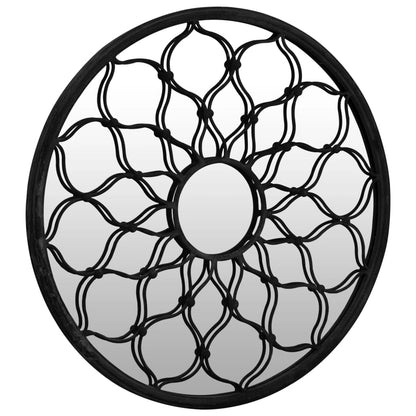vidaXL Garden Mirror Black 60x3 cm Iron Round for Outdoor Use