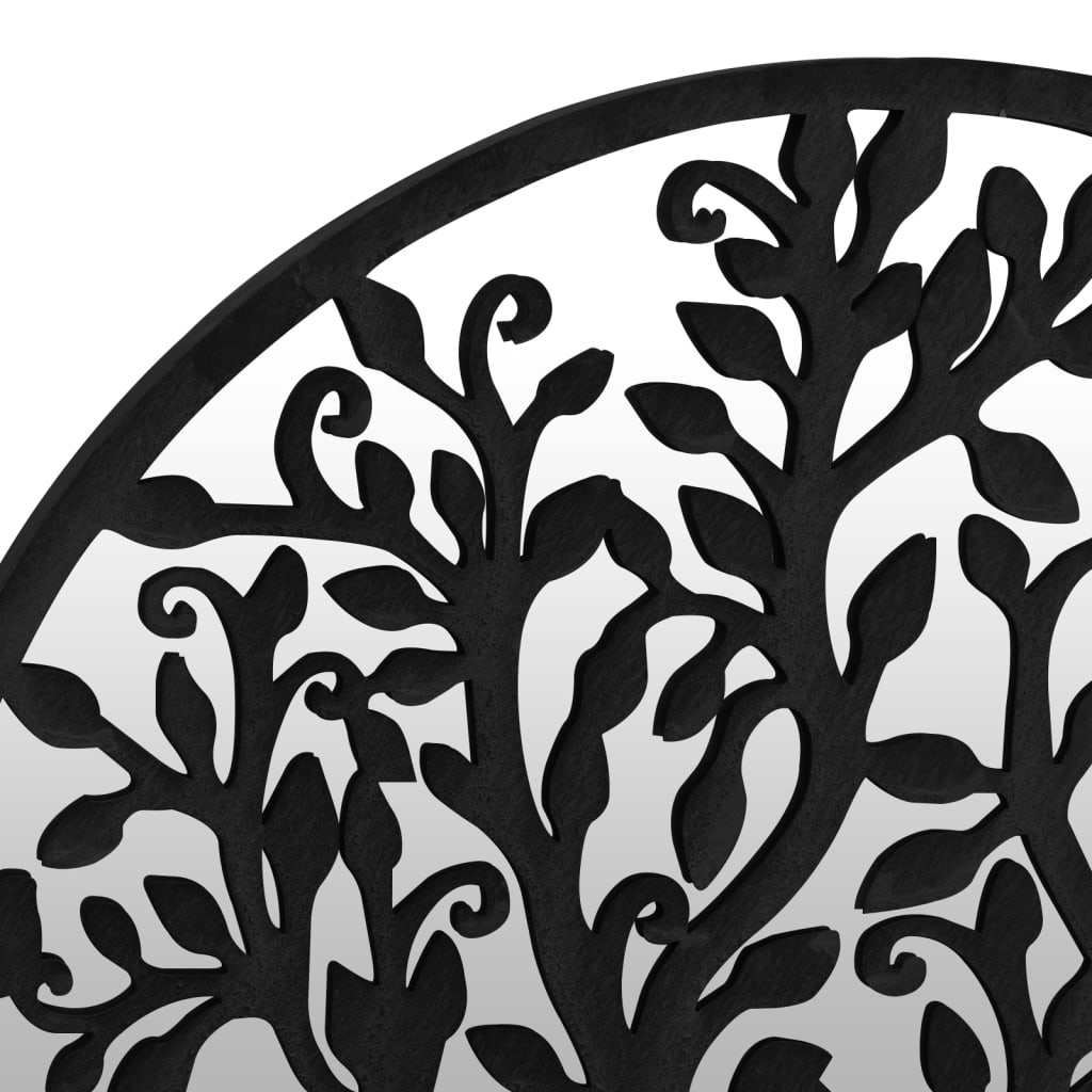 vidaXL Round Garden Mirror | Black | Iron, Glass | Medium | Decorative Inlays