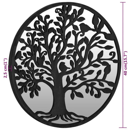 vidaXL Round Garden Mirror | Black | Iron, Glass | Medium | Decorative Inlays