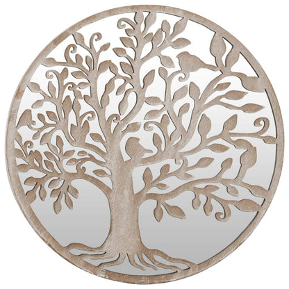 vidaXL Garden Mirror Sand 60x2.5 cm Iron Round for Outdoor Use