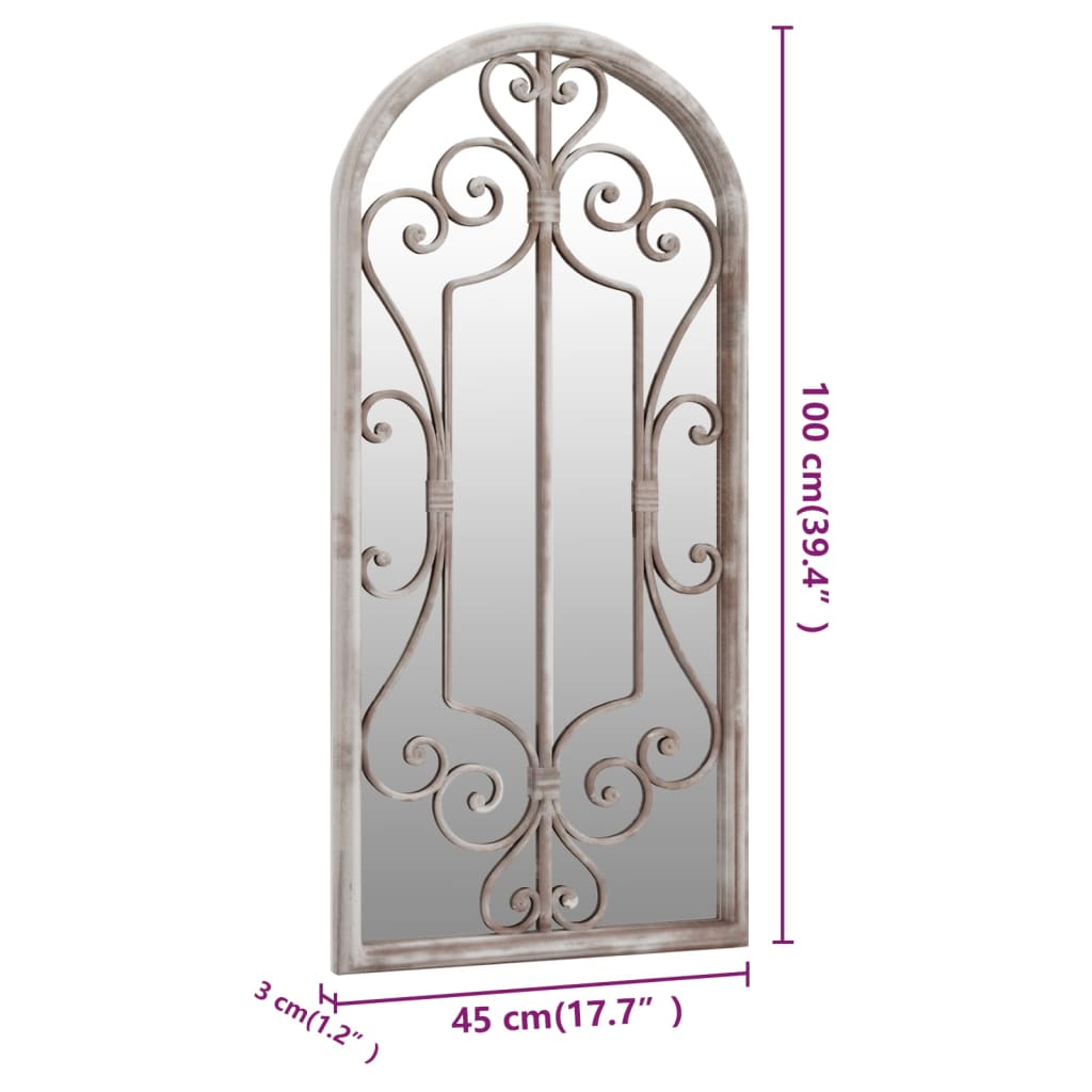vidaXL Garden Mirror Sand 100x45 cm Iron for Outdoor Use