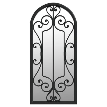 vidaXL Garden Mirror | Black | Iron, Glass | 100x45 cm | Decorative Inlays