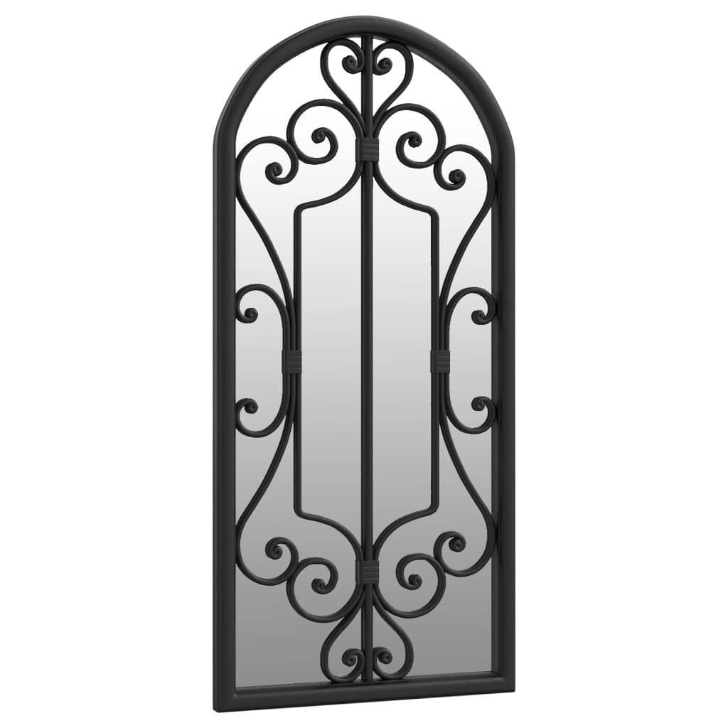 vidaXL Garden Mirror | Black | Iron, Glass | 100x45 cm | Decorative Inlays